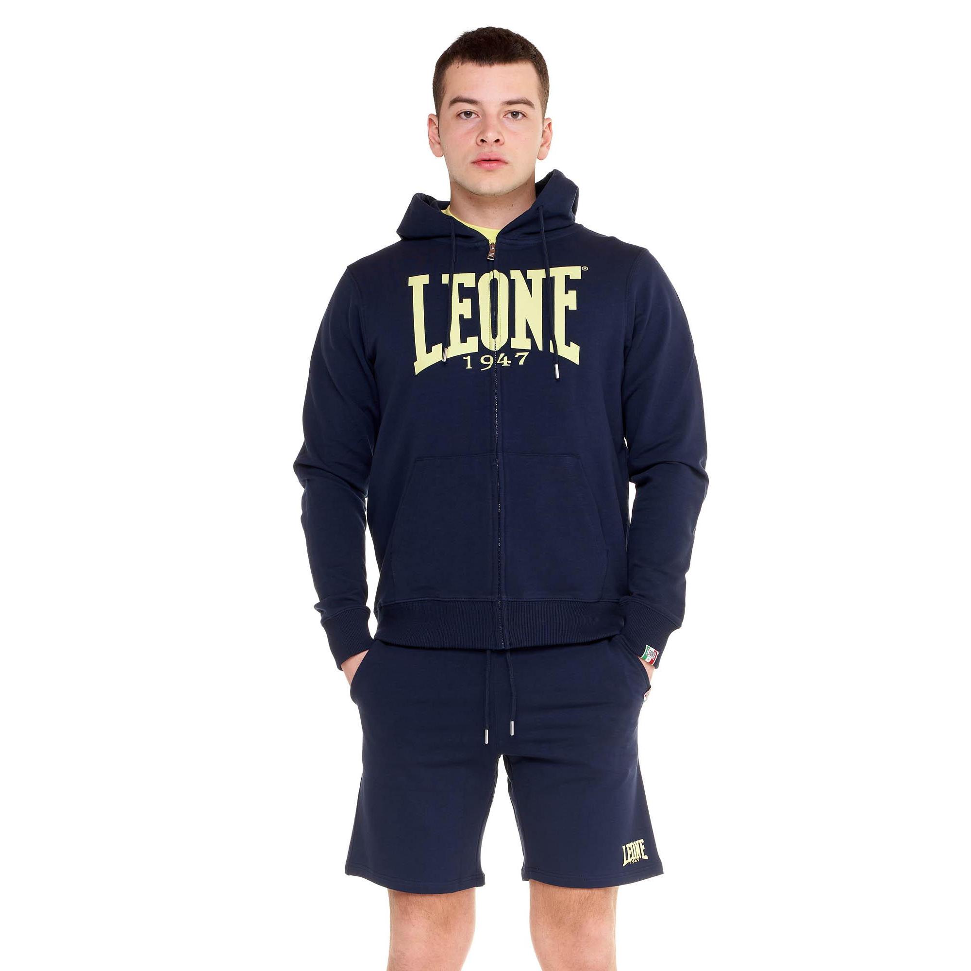 Leone 1947 Men's sweatshirt with hood blue cotton M313TN4F10 boxe