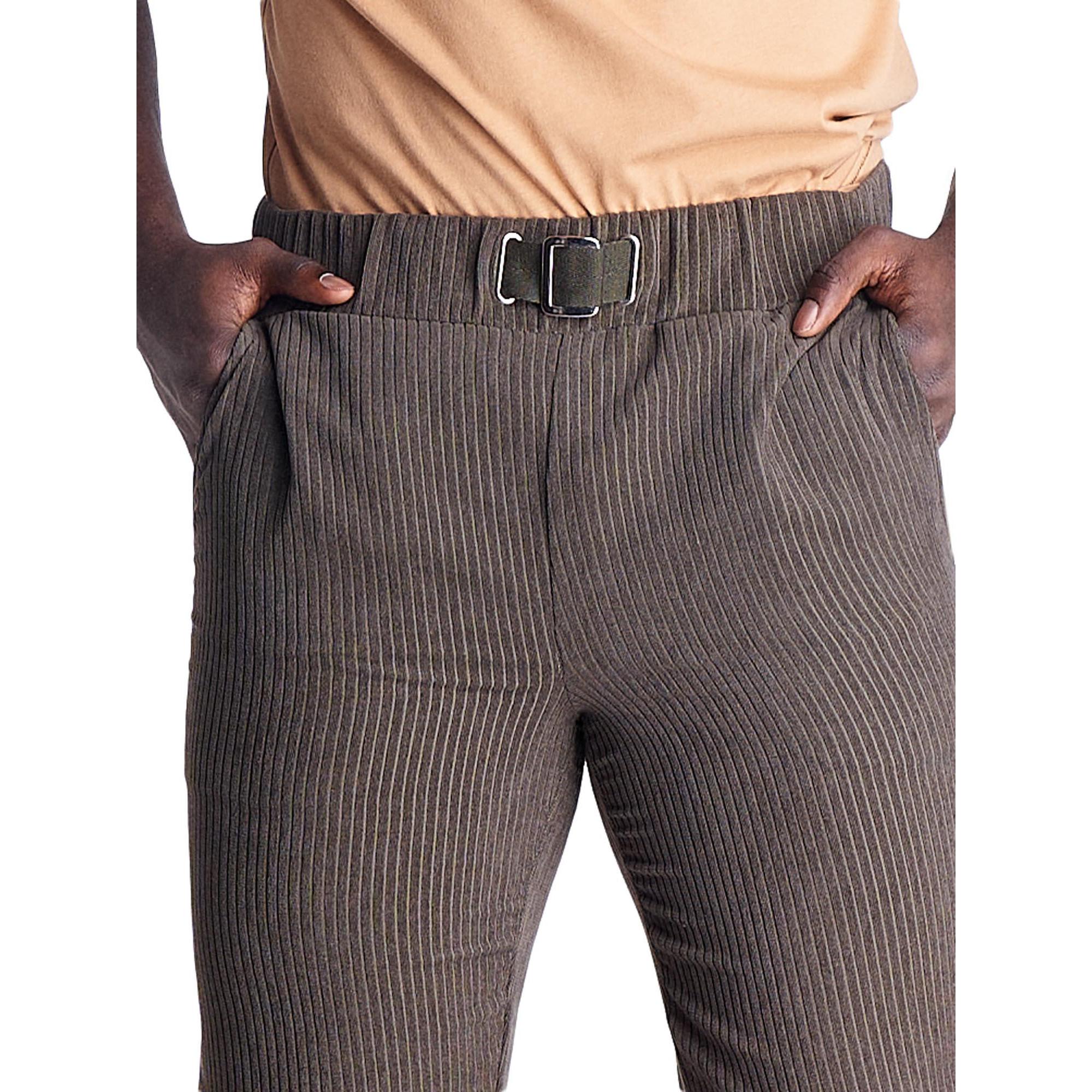 Pantalones de trabajo con botones de cintura alta de Color liso