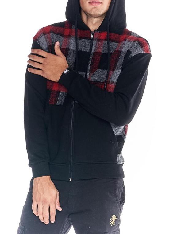 Man hoody full zip tartan...