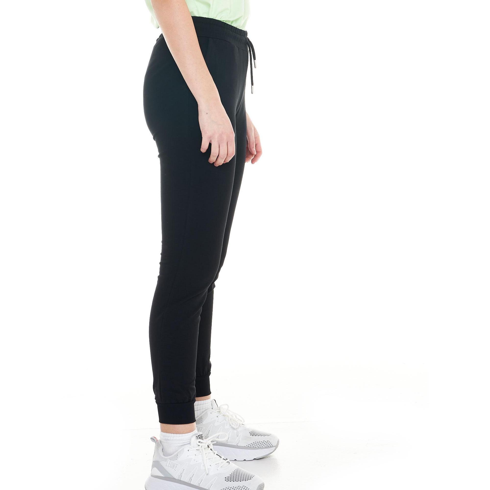 pantalon de jogging femme avec revers en bas de jambes noir pantalons femme