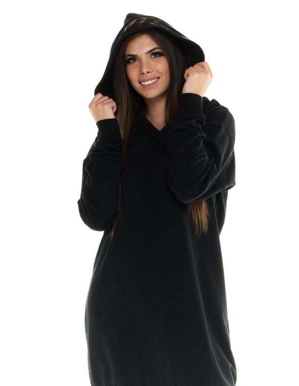 Woman hoody long Blackout