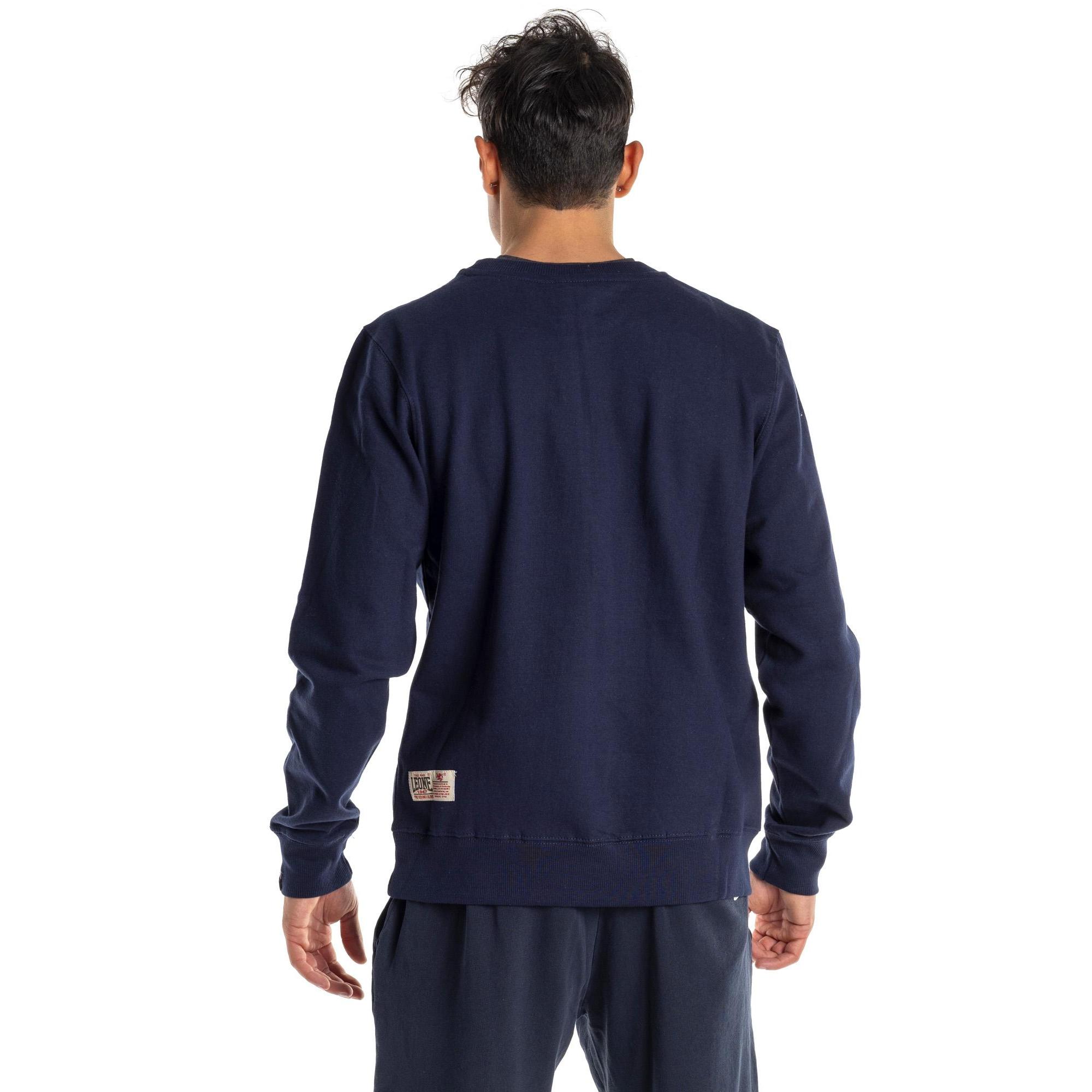 Leone 1947 Men's sweatshirt with hood blue cotton M313TN4F10